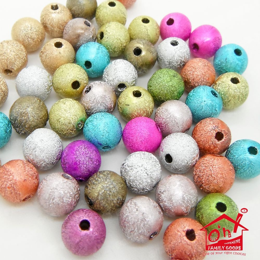 Metallic Round Glitter Stardust Beads Acrylic Plastic Jewellry Making