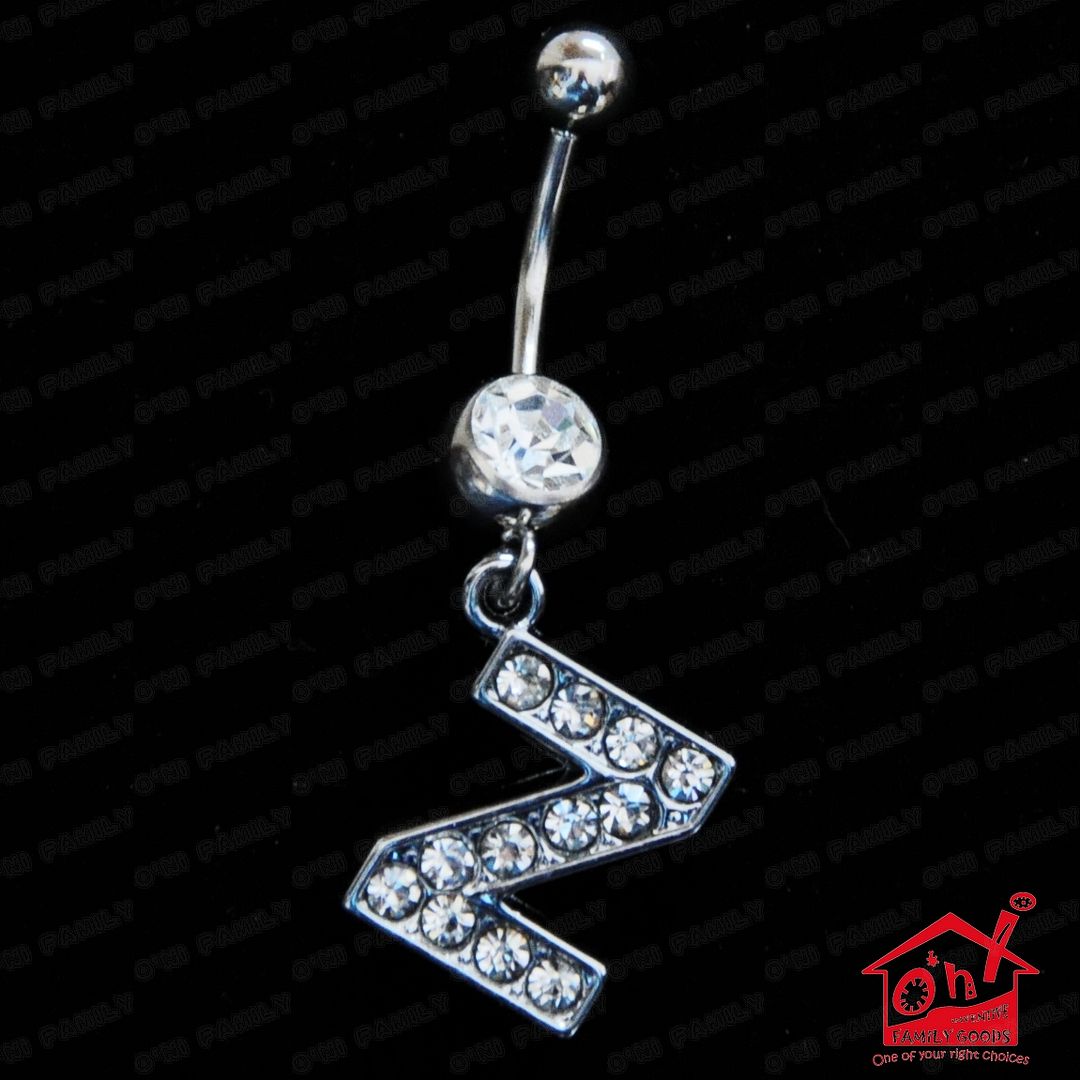 1 x Sparkle Stunning Initial Alphabet Letter Belly Bar Ring Navel