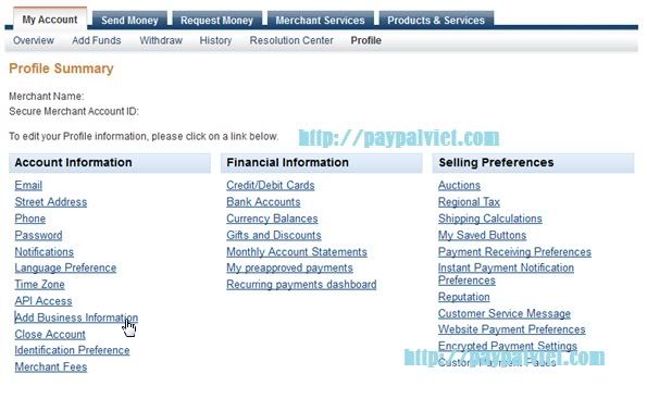 Chuyển đổi Account PayPal Giữa Personal/Premier/Business