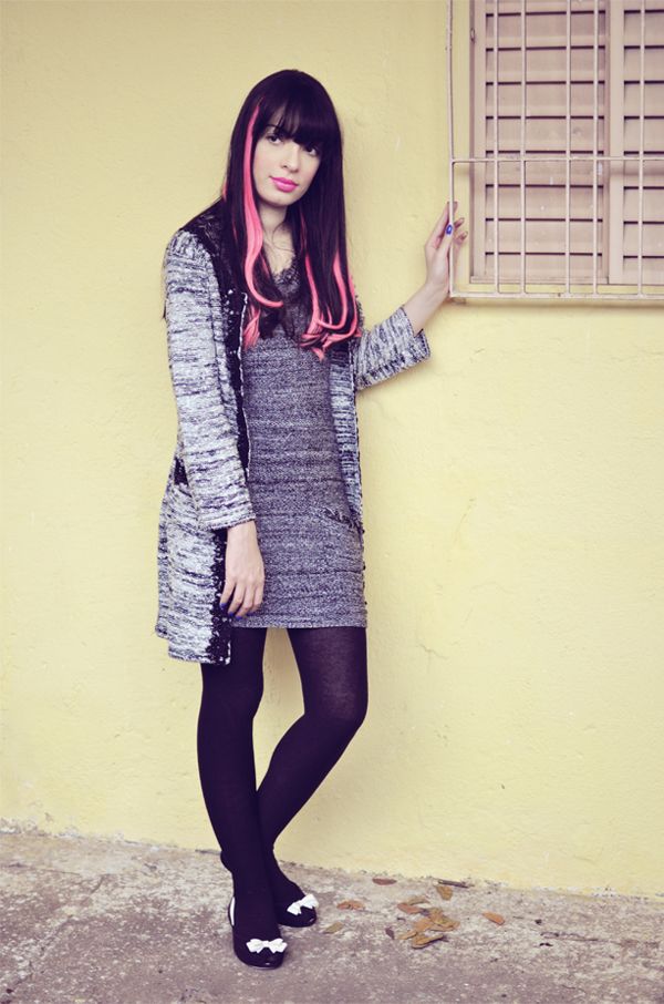 look cardigan e vestido outono inverno
