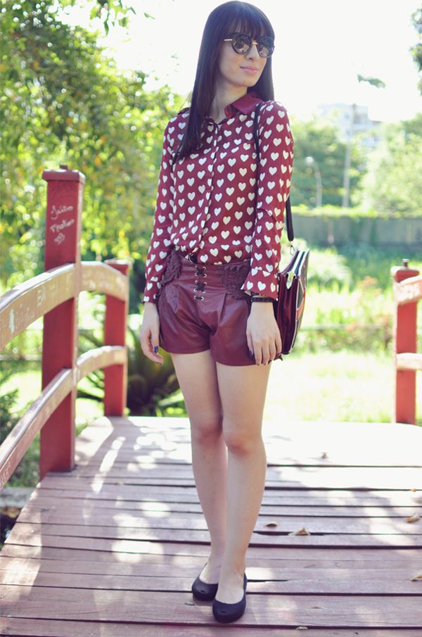 look do dia camisa de coração
