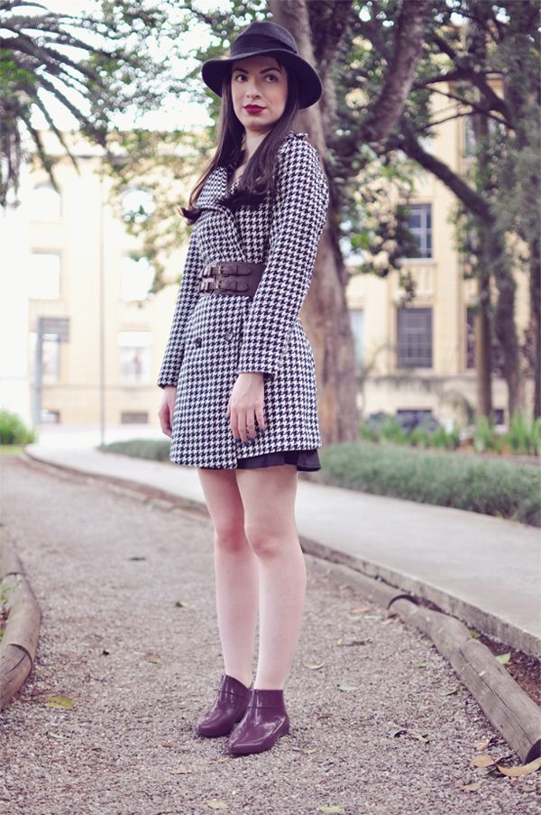 look casaco e vestido