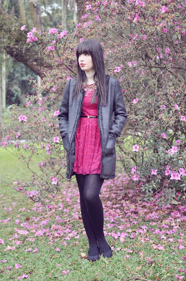 look vestido e casaco