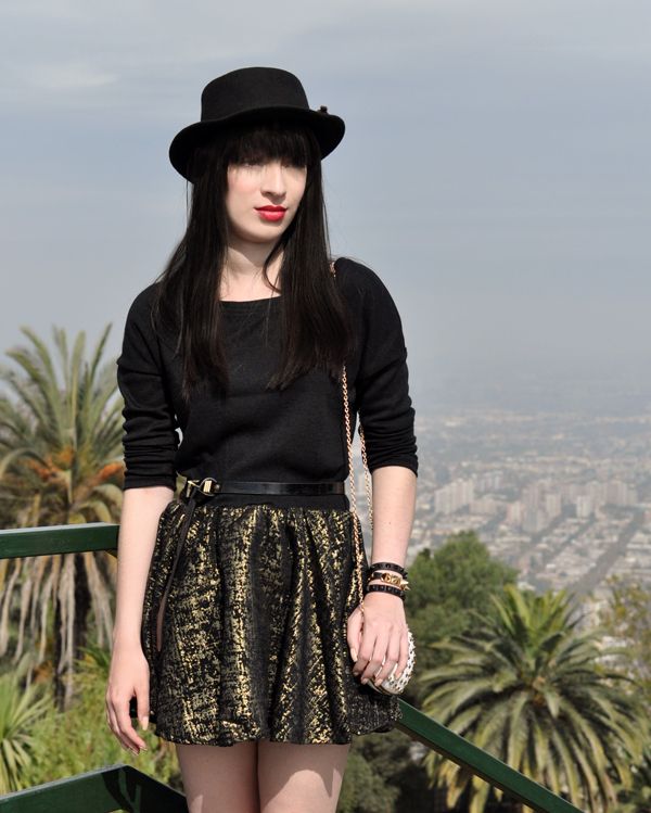 High Waist Black-golden Autumn Dress