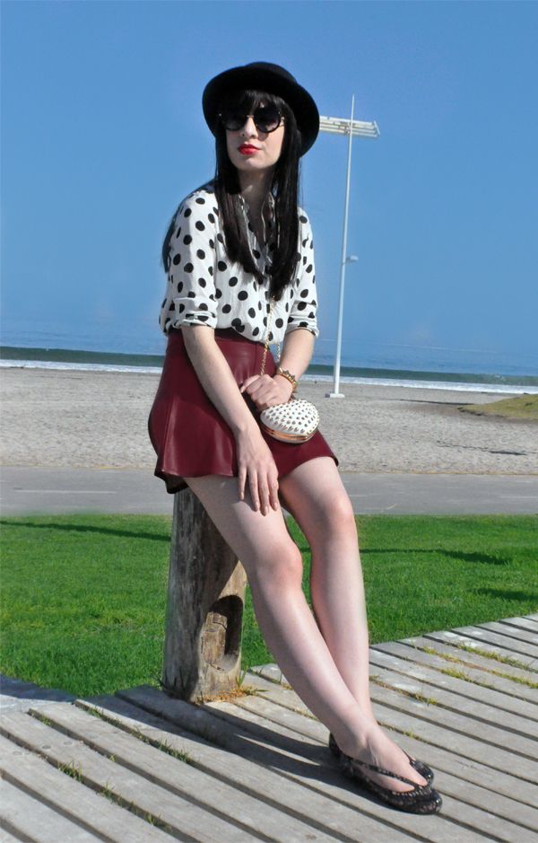 Pleated High Waist Claret-red Slim Skirt