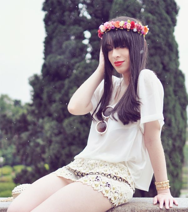 look tiara de flores
