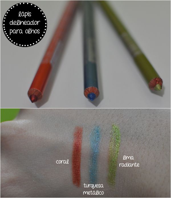 swatch avon lápis delineador coral turquesa metálico lima radiante