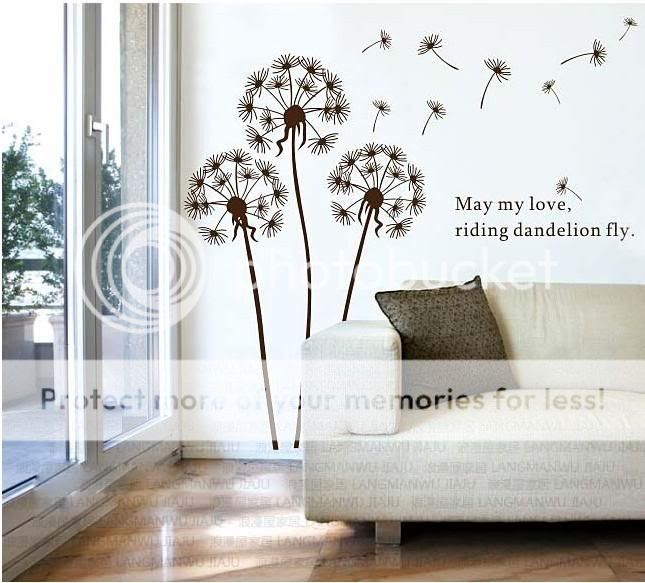   Dandelion Flower Tree in the Wind Wall Sticker Art Mural Wall Decal