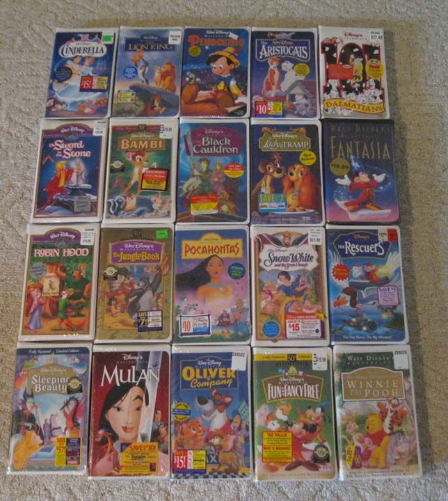 Huge 20 SEALED Walt Disney VHS Lot New Cinderella Bambi Fantasia More