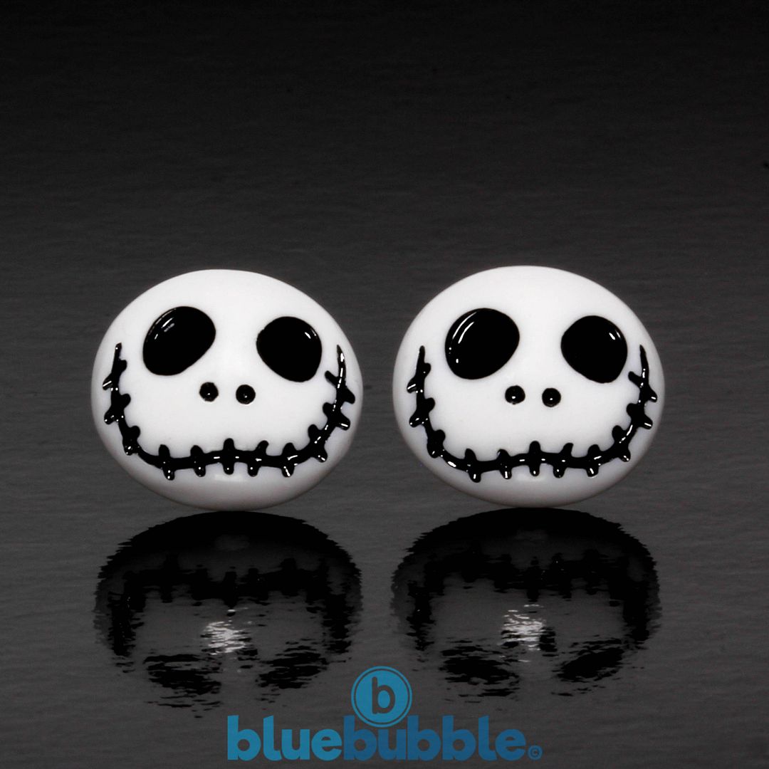Funky Blanco Jack 15mm pendientes pesadilla Kitsch Emo Navidad Lindo Esqueleto Calavera