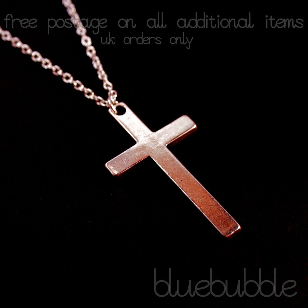 FUNKY LARGE CROSS NECKLACE CUTE KITSCH GOTH 80S POP ROCK METAL EMO