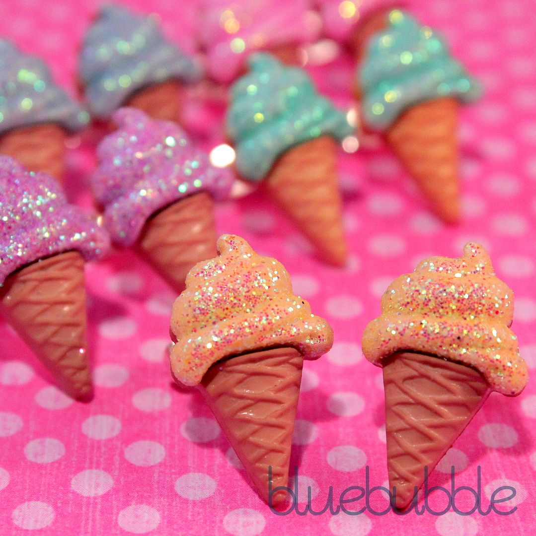 Funky Ice Cream Cherry Sundae Aretes Cute Kitsch Kawaii Retro Sweet Junk Food
