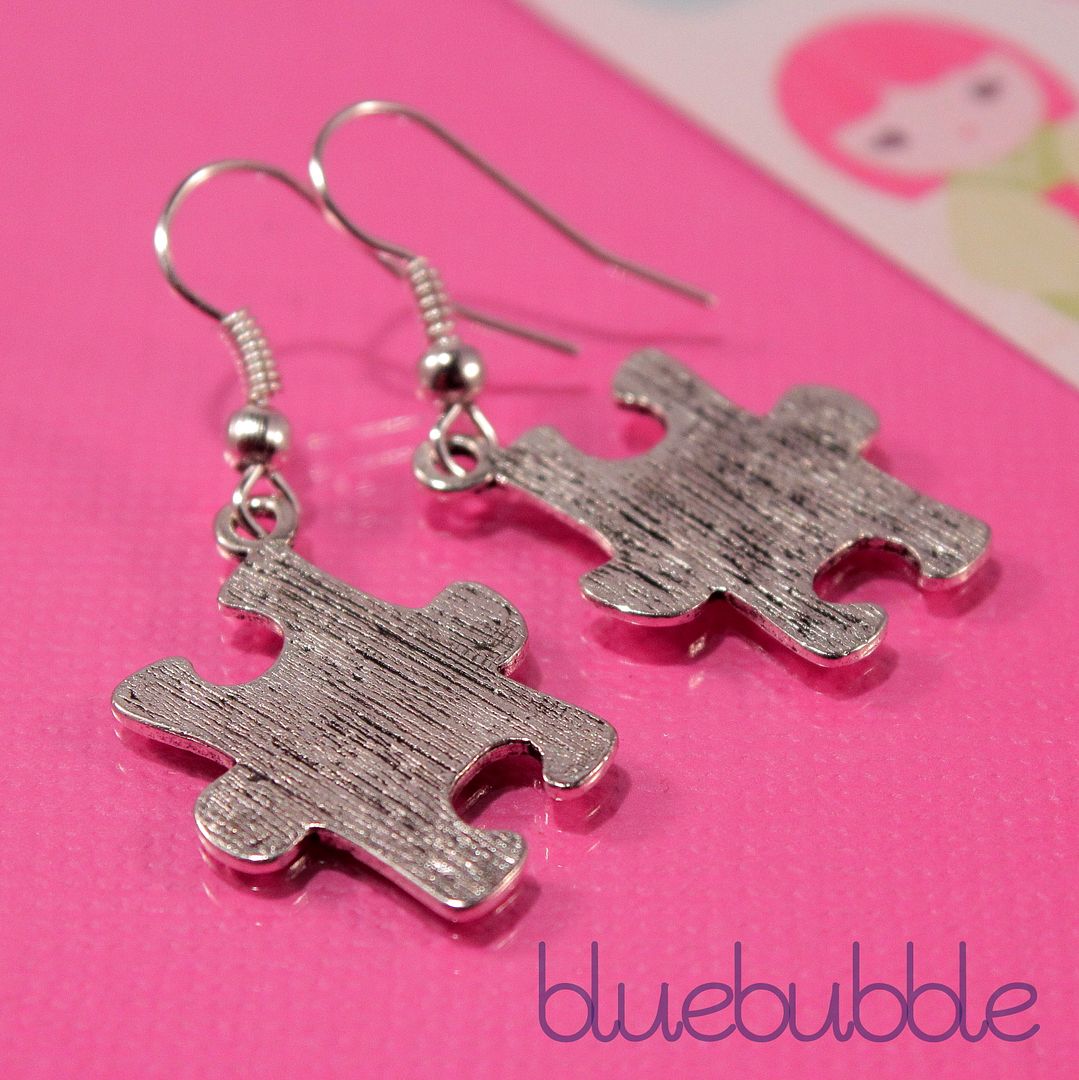 Funky Jigsaw Aretes Vintage Lindo Juego De Puzzle extravagante Colgante Retro Kitsch encanto