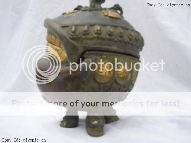 Chinese bronze gild carved sacrifice KAPALA bowl statue  